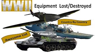 World War Two | Awesome list of Total Machinery Lost in WWII Country by Country, By Land, Sea & Air