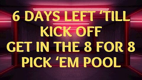 Only 6 days left until the NFL kick off. Join our pool. $100 one time entry fee.