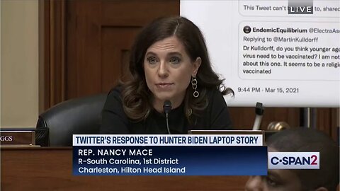 Vaxx injured Rep. Nancy Mace is livid at "fascist Twitter 1.0" exec for censoring legitimate info