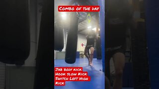 Combo of the day on the heavy bag. Muay Thai tying together your different targets on the bag