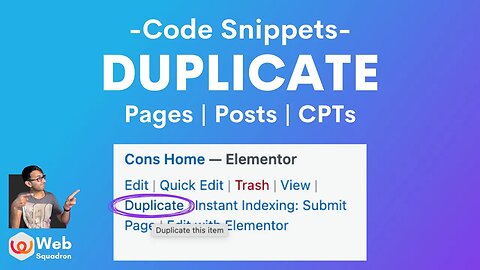 Code Snippets Duplicate Pages Posts CPTs - WordPress Code Snippet