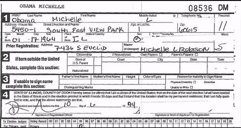 Michelle Obama Reportedly Registered To Vote As "Male" In Chicago Board Of Elections 1994-2008