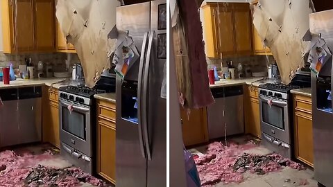 Extreme video shows burst pipe destroying Texas home