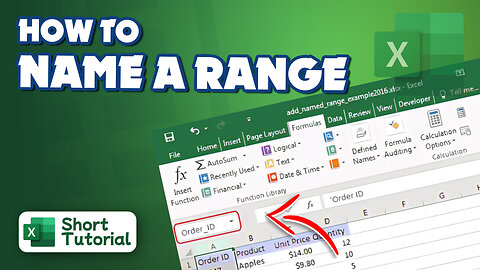 How to name a range in Excel