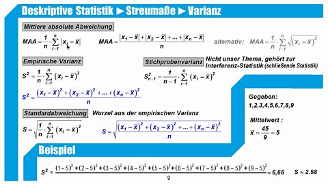 Statistik ►Streumaße ►Varianz und Standardabweichung