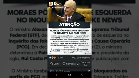 Atenção: Alexandre de Moraes inclui partido de esquerda no inquérito das fake news