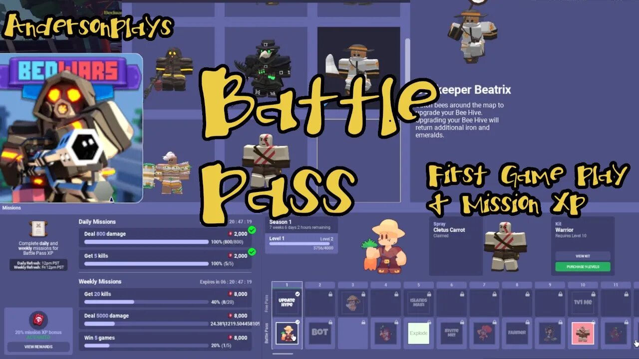 AndersonPlays Roblox BedWars 👑 [BATTLE PASS!] - New Battle Pass Season 1  Update Game Play