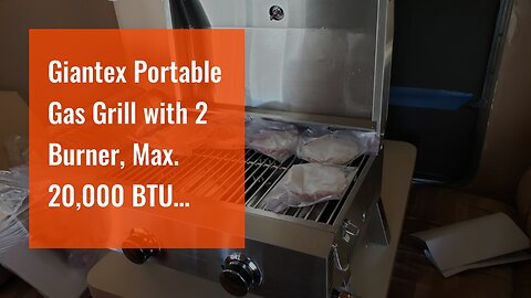 Giantex Portable Gas Grill with 2 Burner, Max. 20,000 BTU total, Folding Legs, Built-in Thermom...