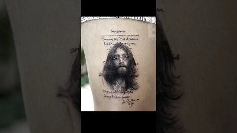 John Lennon Imagine Portrait Tattoo #shorts #tattoos #inked #youtubeshorts