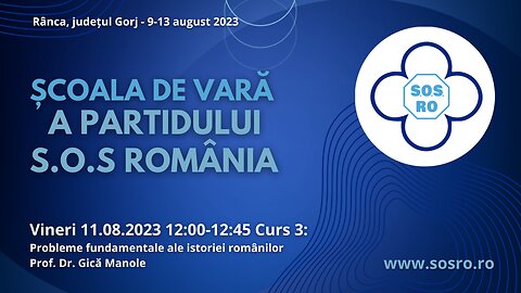 Probleme fundamentale ale istoriei românilor - Prof. Dr. Gică Manole