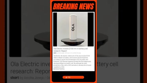 Breaking News: Ola Electric invests $100 mn in battery cell research: Report #shorts #news