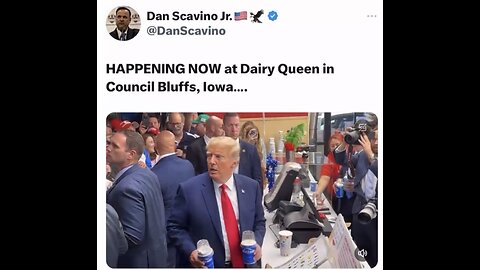 TRUMP❤️🇺🇸🥇🪽VISITS DAIRY QUEEN🤍🇺🇸🏅🪽🏪🥤IN COUNCIL BLUFFS, IOWA💙🇺🇸🏅🧋🏪💫