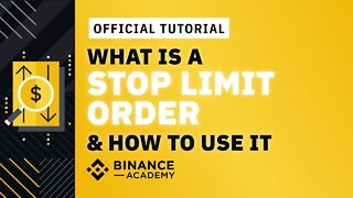 How to Use a Stop Limit - Stop Loss on Binance | Explained For Beginners