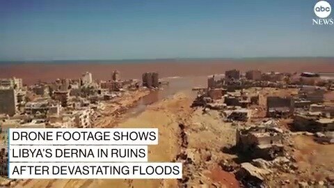 Aerial footage shows Libya's Derna in ruins after devastating floods that have killed over 5,000