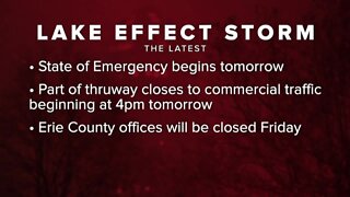 State of emergency to be declared & portion of NYS Thruway to lose to commercial traffic due to incoming winter storm