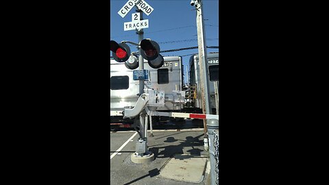 Oceanside New York train station waiting room and railroad crossing