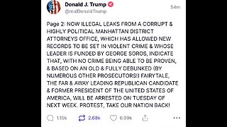 Trump says they will arrest him on Tuesday, just to get the photo op from it, there is noting there