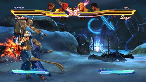 Street Fighter X Tekken: Lars (Swap Costume) & Dhalsim vs Sagat & Law - 2K 1440p