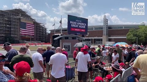 President Trump supporters in line for for the MAGA rally in Harrisburg, PA