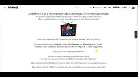 Join my platform JoshWho TV - Free Speech Video Platform