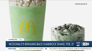 Shamrock shake to return at McDonald's