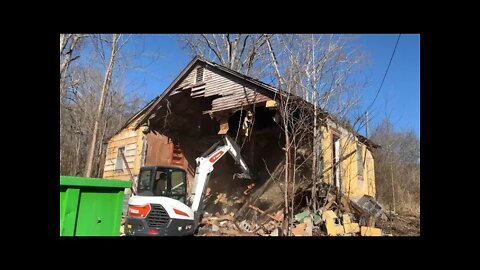 Abandoned Home Demolition Southern Illinois - Day 2.1 with the Bobcat Mini Excavator