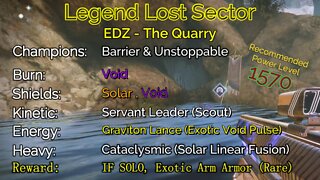 Destiny 2 Legend Lost Sector: EDZ - The Quarry on my Titan 10-4-22