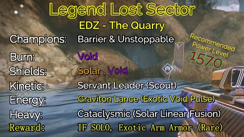Destiny 2 Legend Lost Sector: EDZ - The Quarry on my Titan 10-4-22