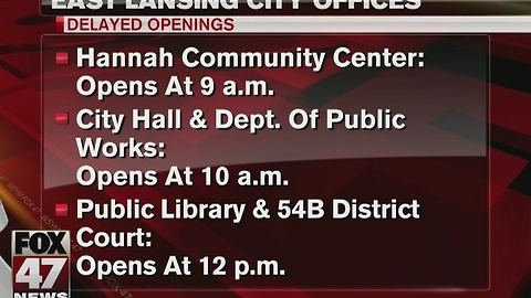 East Lansing city offices open late due to weather