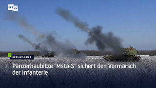 Panzerhaubitze "Msta-S" sichert den Vormarsch der Infanterie