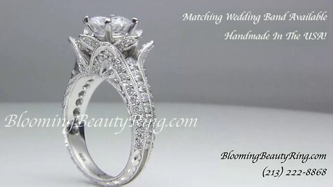 BBR 434-En Small 1 37 ctw Small Hand Engraved Blooming Beauty Engagement Ring