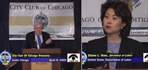 April 15, 2003 ~ Elaine Chao, Secretary of Labor & Mitch McConnell's wife, was in #Chicago
