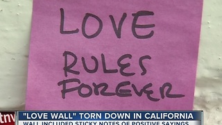 Sticky notes removed from "love wall" in California