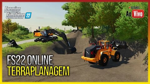 🔴 LIVE - FS22 Trabalhando com TERRAPLANAGEM pela primeira vez Máquinas CAT FARMING SIMULATOR 22