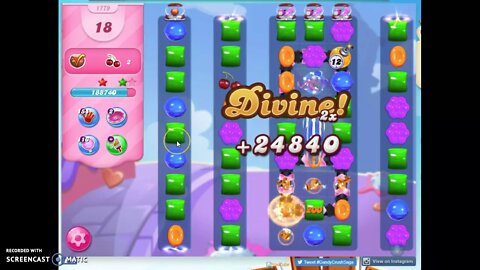 Candy Crush Level 1779 Audio Talkthrough, 3 Stars 0 Boosters