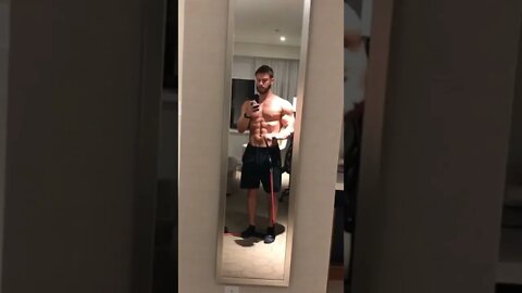 Abs and bicep workout in hotel