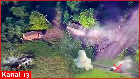 Large number of Russian troops, military equipment destroyed in Ukrainian attack - Combat footage