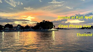 Sunset at Koh Kret Chao Phraya river Thailand