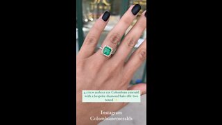 4.17tcw fine quality Colombian asscher emerald & round diamonds custom made 18k gold setting