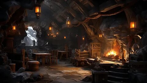 Medieval Fantasy Tavern with Music | Crackling Fireplace & Inn Sounds | Dwarf Tavern Ambience