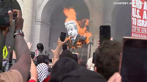 Protestors burned effigies of Israel's Prime Minister Benjamin Netanyahu in D.C.