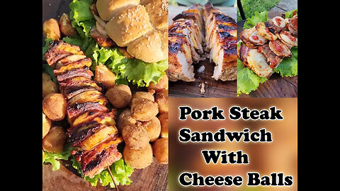 Taste This Amazing Pork Steak Sandwich With Cheese Balls 🧆 cocking food videos
