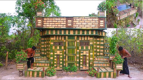 Awesome! Build Swimming pool & House Villa Using wooden