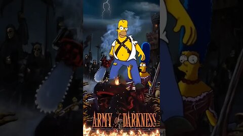 Homer Simpson e Margie em uma noite alucinante army darkness