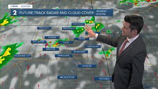 More scattered storms Monday