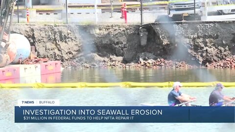 Crews investigating after large portion of Buffalo River shoreline collapses