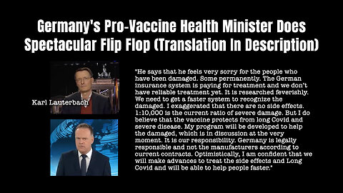 Germany's Pro-Vaccine Health Minister Does Spectacular Flip Flop (Translation In Description)