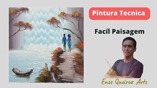 👏[APRENDA] Pintura De Cachoeira- Tecnica Facil e Rapida (Waterfall Painting Easy and Fast Technique)