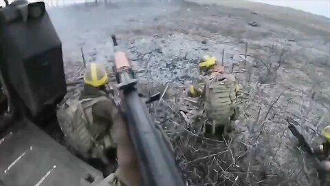 During an assault on one of the regions a Ukrainian soldier stepped on a mine