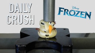 Olaf toy gets crushed by hydraulic press